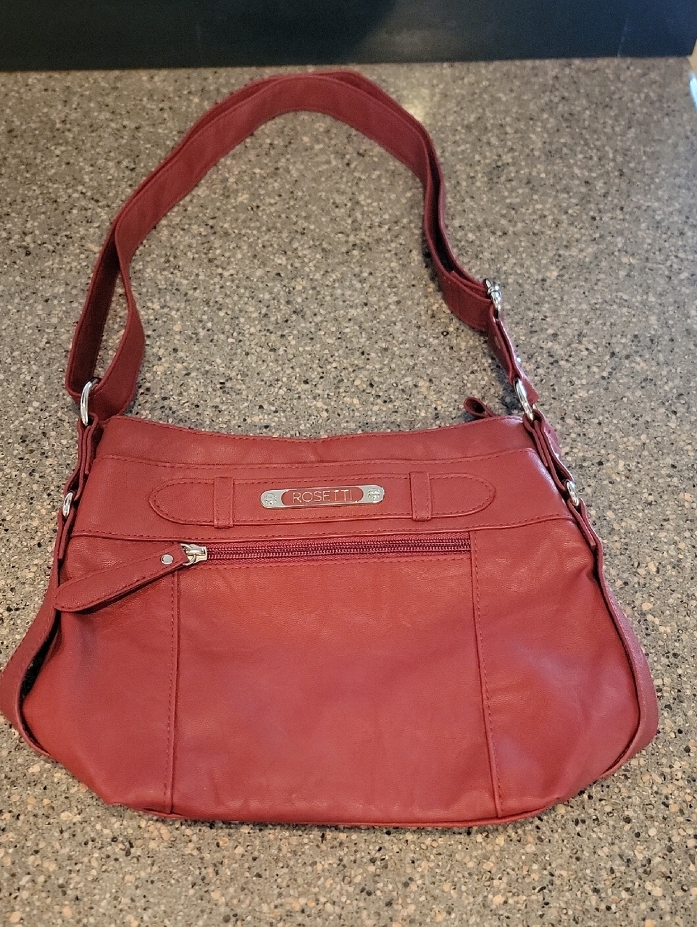 Rosetti Red Shoulder Bag with Front Zip Pocket